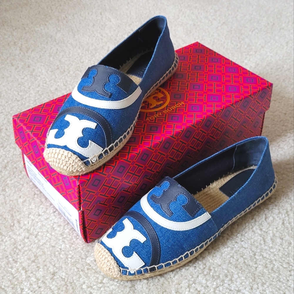 NIB Tory Burch Poppy Canvas/Leather Espradille Sz 9